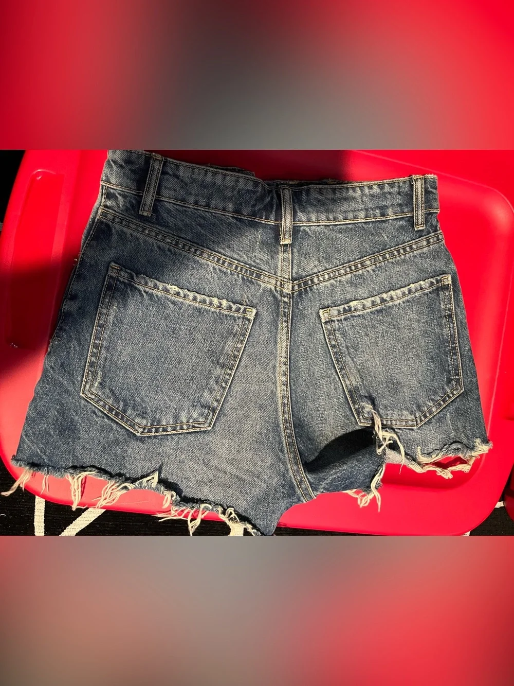 Zara 2PC TRF High-Waisted Distressed heavily frayed, raw, Denim Shorts SZ 2